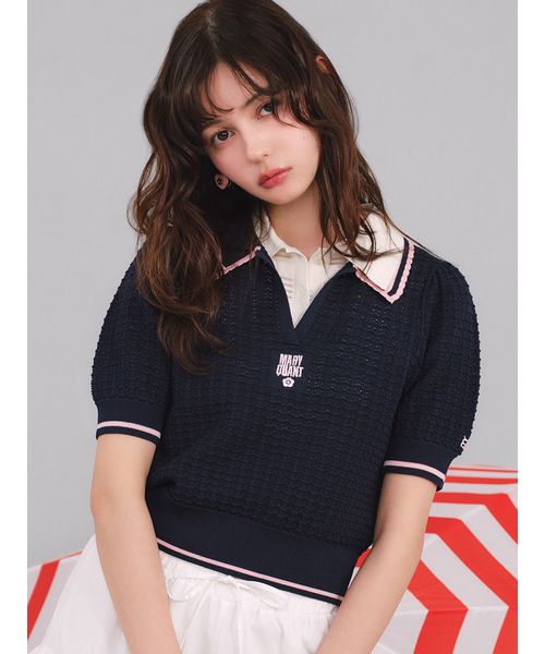 LILY BROWN ネイビー ニットポロシャツ M マリークワント LILY BROWN ネイビー ニットポロシャツ M マリークワント リリー