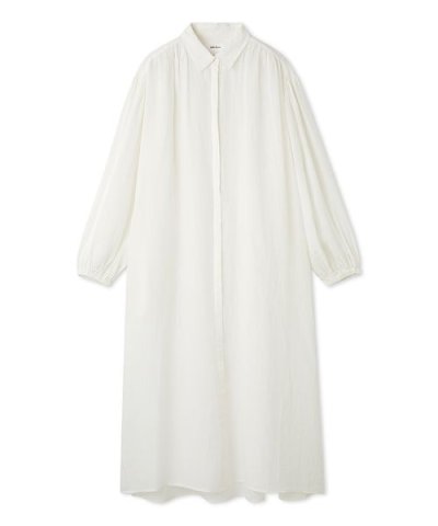 ラミー100％袖ロングシャツワンピース