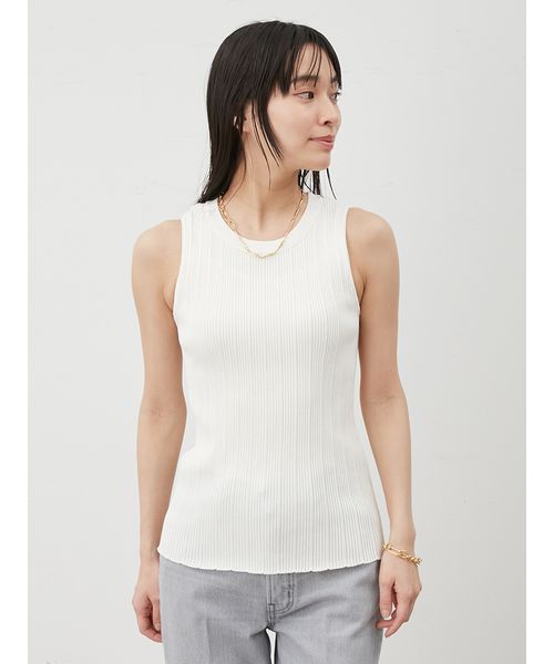 「Mila Owen」 半袖ニット 0 ホワイト レディース ミラ オーウェン Mila Owen オーガニックリブ半袖ニット