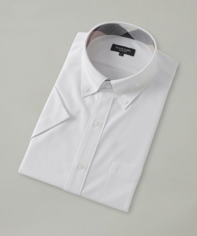 トリコットカラミ調ハーフボタンダウンシャツ