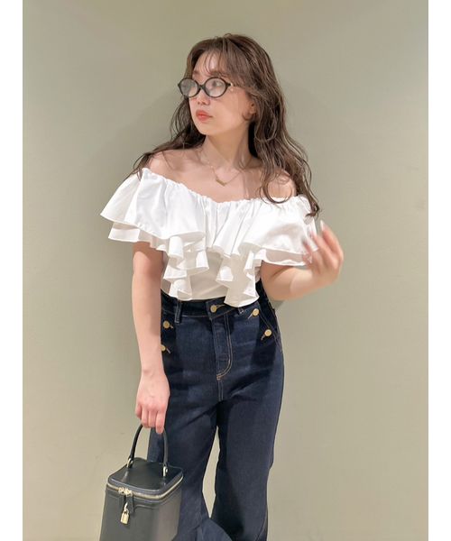 2wayデコルテフリルトップス 2wayデコルテフリルトップス(Tシャツ・カットソー)｜トップス