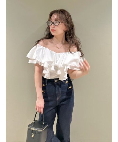 デコルテフリルカットトップス