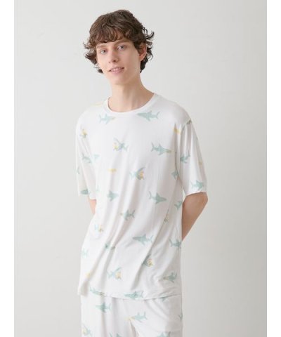 【HOMME】【接触冷感】SHARK柄Tシャツ