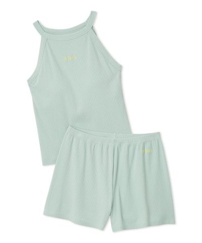 リブタンクトップ&ショートパンツセット