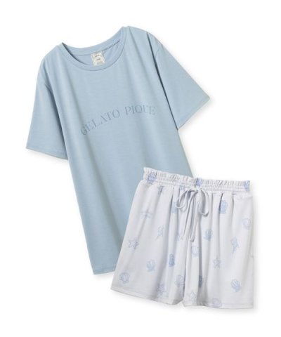 【接触冷感】モチーフ4柄ワンポイントTシャツ&ショートパンツセット