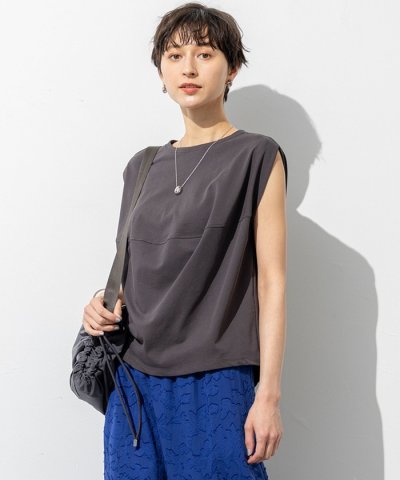 【SLOW/一部店舗限定】ライトツイストコットン 切り替えデザイン Tシャツ