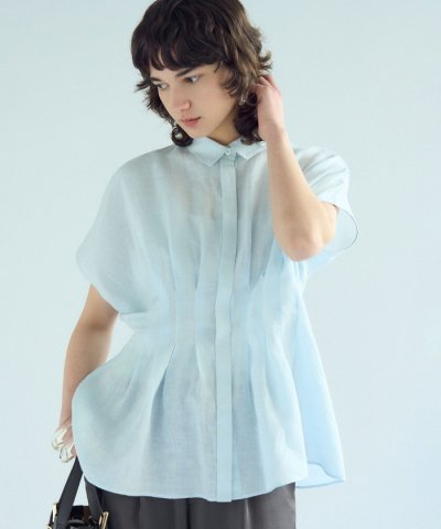 【洗える】LIBECOリネン タック デザイン シャツ
