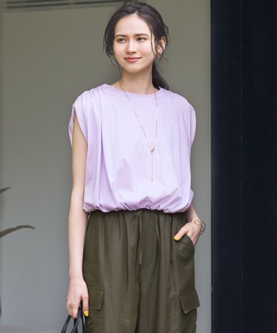 【SLOW/一部店舗限定】ファインゲージ ギャザー Tシャツ
