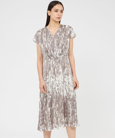 アブストラクトプリント Vネックドレス