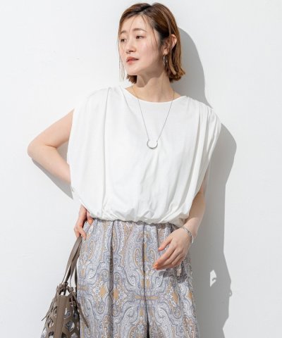 【SLOW/一部店舗限定】ファインゲージ ギャザー Tシャツ