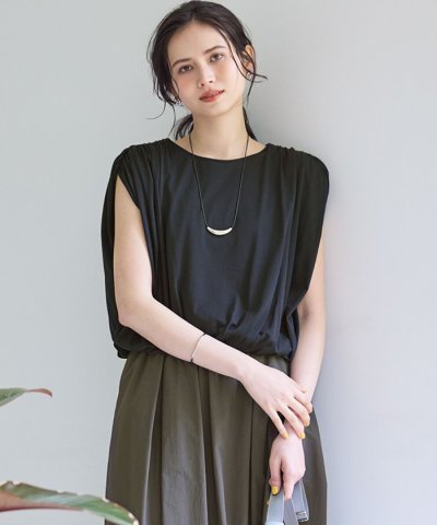 【SLOW/一部店舗限定】ファインゲージ ギャザー Tシャツ