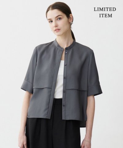 【WEB限定・接触冷感・速乾・洗える】シルキーツイル 半袖クロップドシャツ