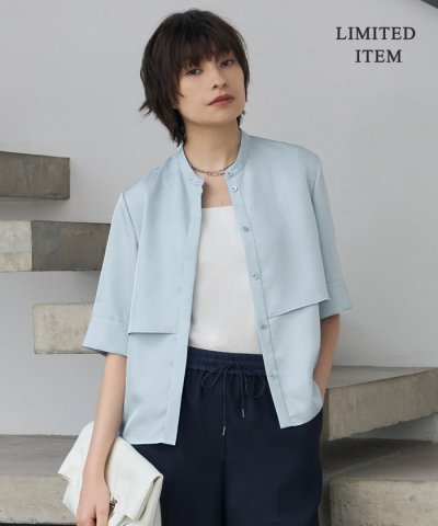 【WEB限定・洗える】シルキーツイル 半袖クロップドシャツ