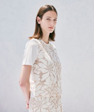 【ウォッシャブル】フラワーコードレース　プルオーバー