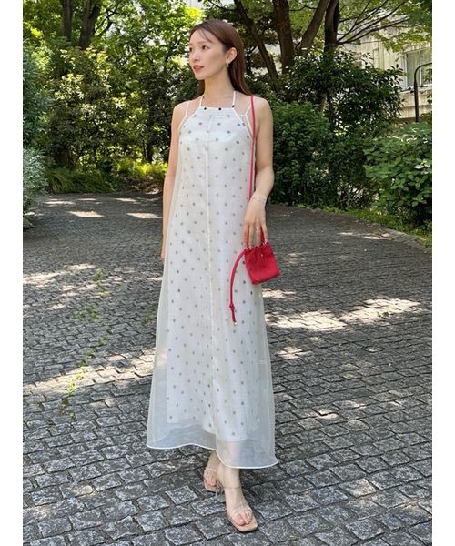 snidel ワンピース　ドレス デザインスリーブレースドレス(マキシ・ロングワンピース