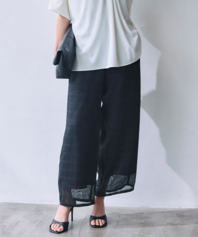 スクエアチェックレノクロス ワイドストレートパンツ