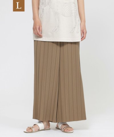 【L】【ウォッシャブル】デシンプリーツワイドパンツ