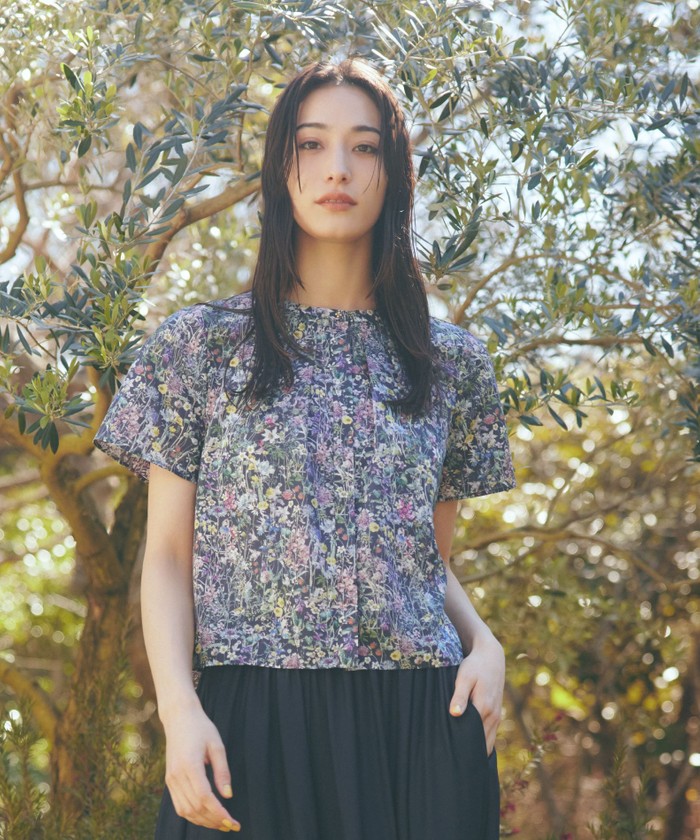 SALE開催中】 極美品 アマカ AMACA Rainbow シフォンブラウス ボウタイ 