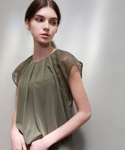 トリアセテートジャージー レースコンビプルオーバー