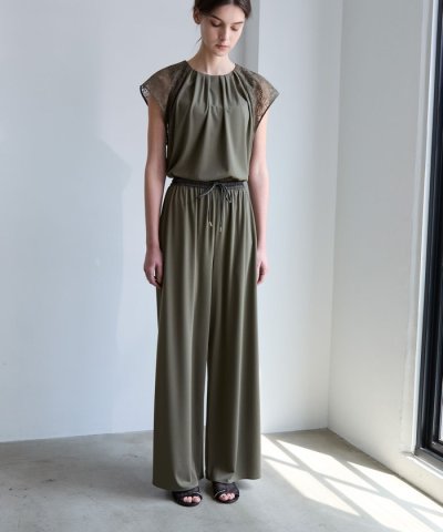 トリアセテートジャージー イージーギャザーワイドパンツ