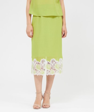 バイカラーエンブロイダリー タイトスカート