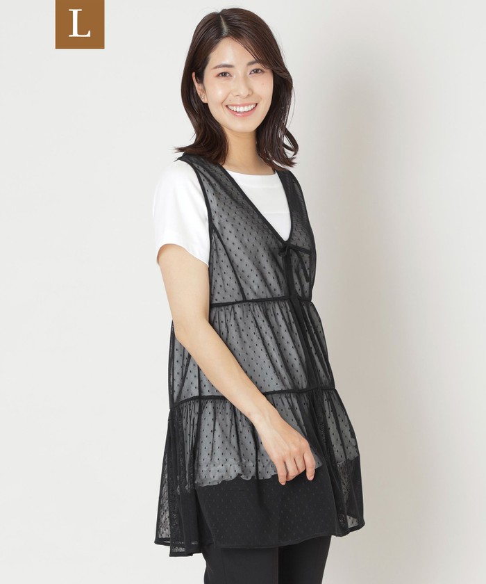 Heve ノースリーブ チュニック　ジレ　フォクシー、トゥービーシック ブラック系｜ジレ・ベスト｜TO BE CHIC(Lサイズ)(トゥー ビー