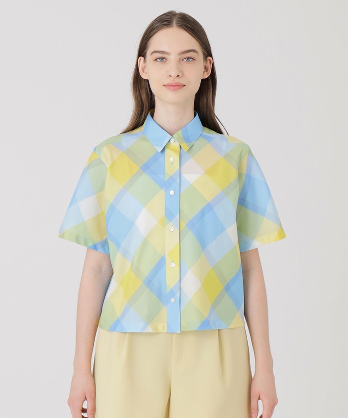 【値下げ】クレストブリッジチェックカラミクロスシャツ　ベージュ36 クレストブリッジチェックカラミクロスシャツ(508237072)｜阪急