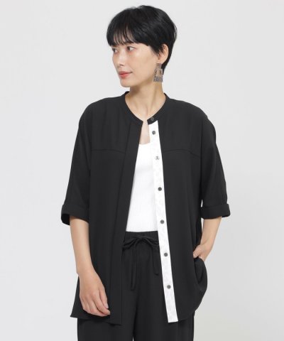 【夏でもさらっと】【吸水速乾】【ウォシャブル】バックサテンジョーゼットブラウス