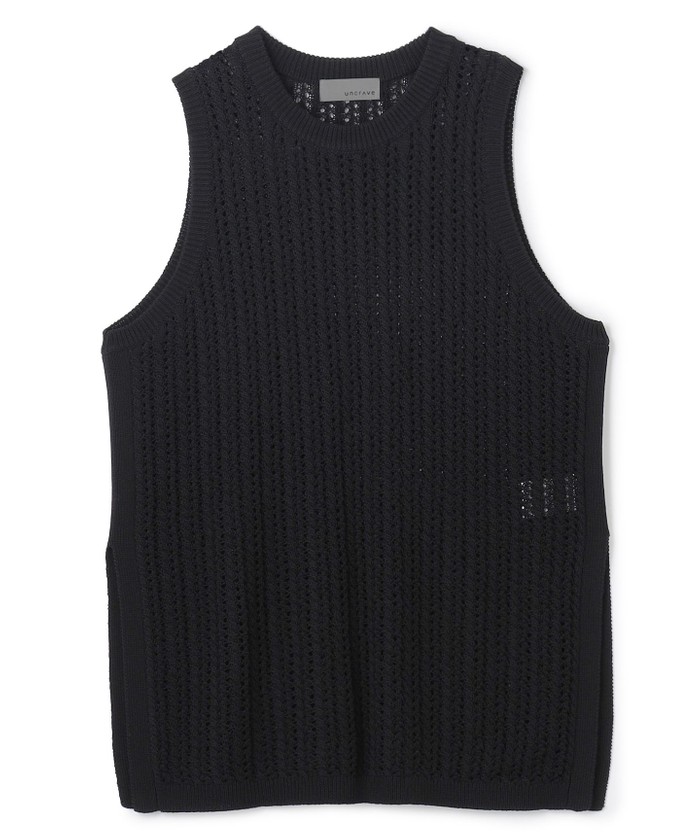 UNCRAVE シースルーケーブルニット ノースリーブトップス ブラック F UNCRAVE シースルーケーブルニット ノースリーブトップス ブラック F