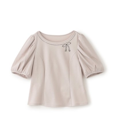 【L】リボンネック プルオーバーカットソー