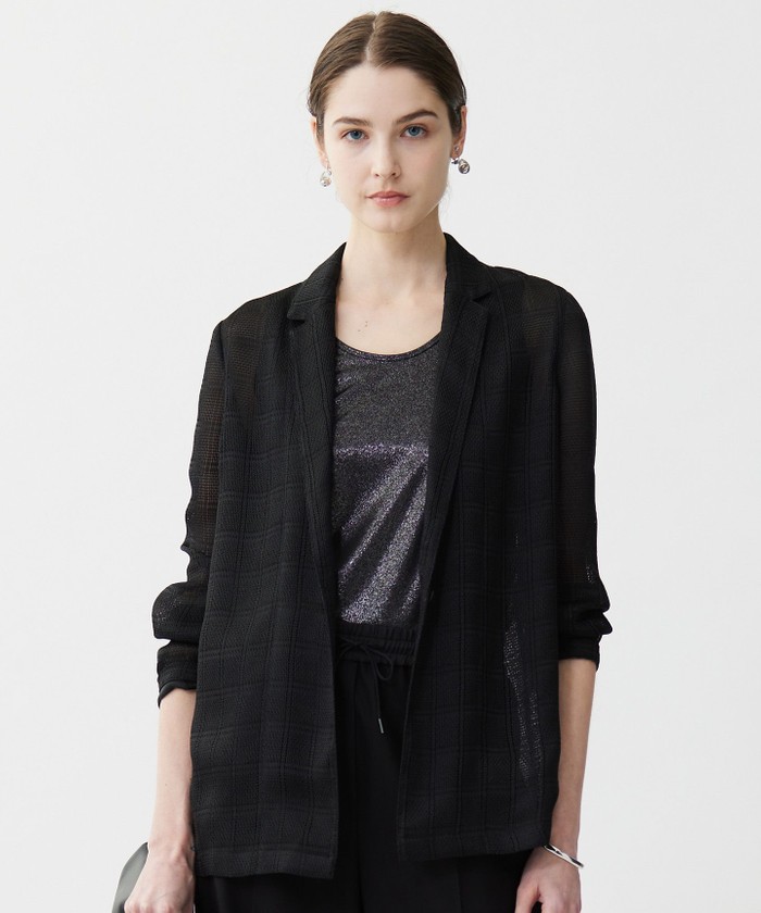 スクエアチェックレノクロス レースジャケット(508280457)｜阪急百貨店