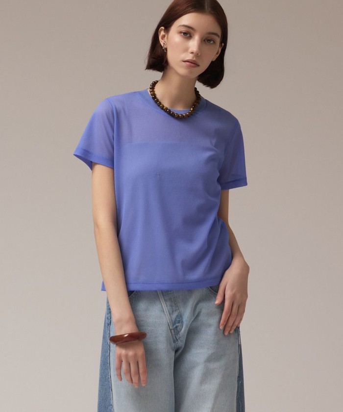 GRACECONTINENTAL シアーカットトップ ブルー 36 GRACECONTINENTAL シアーカットトップ ブルー 36
