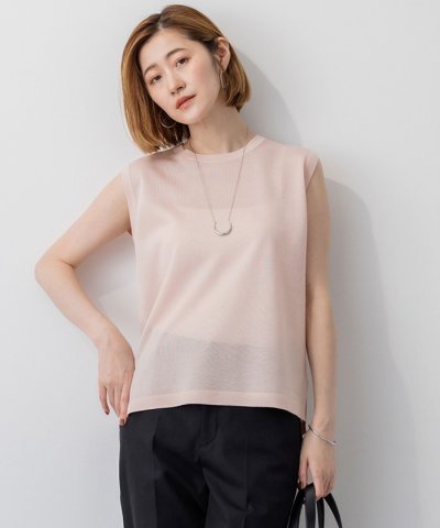 【新色追加/洗える】シャイニーシアー ノースリーブ ニット