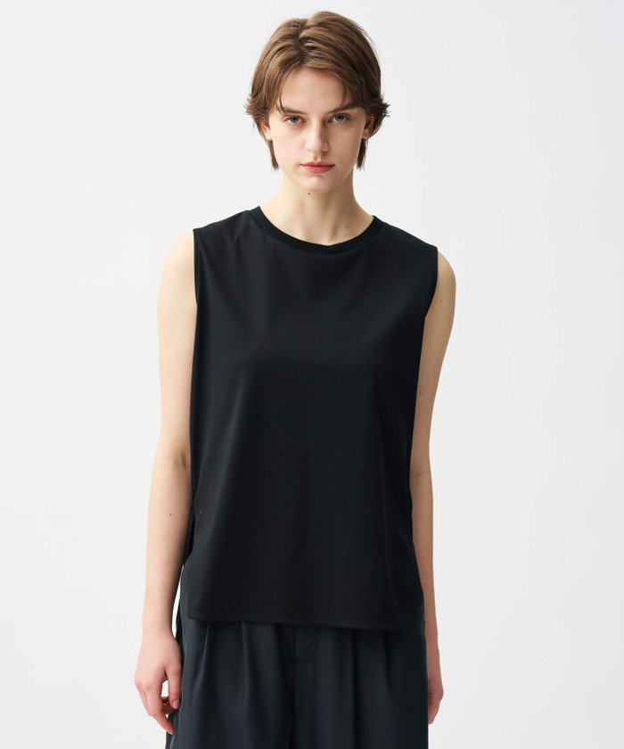 UNCRAVE 【接触冷感・洗濯機洗い可】ライトスムース ノースリーブカットソー ブラック 1