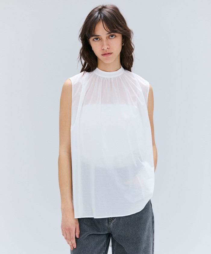 BEIGE 【洗える】BAC / コットンバックボウタイノースリーブブラウス WHITE 2