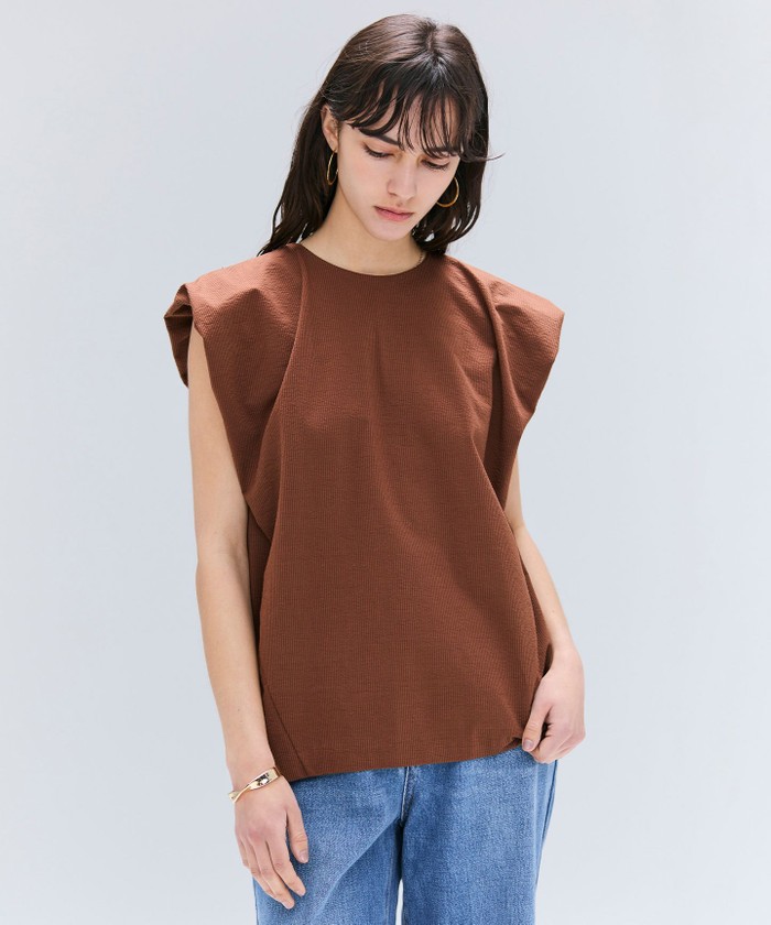 BEIGE 【洗える】SCALA / コットンリネンボリュームスリーブトップス BROWN 4 BEIGE 【洗える】SCALA / コットンリネンボリュームスリーブトップス BROWN 4