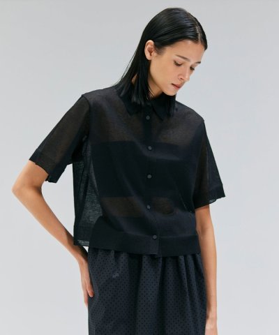 【洗える・GLOW ８月号掲載】MILANO / リネン混シアーポロカラーニット