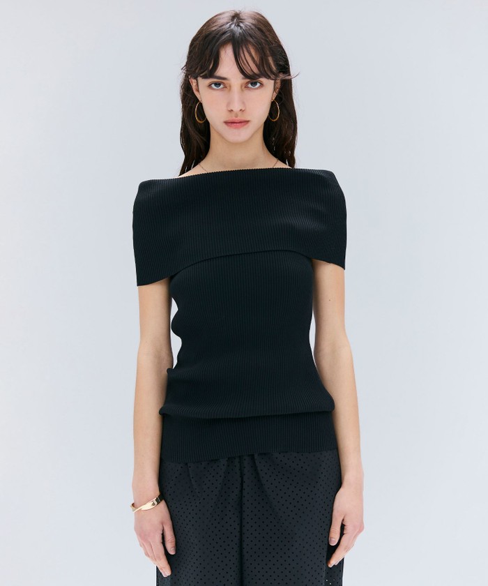 BEIGE 【洗える】BRERA / オフショルダーストレッチリブニット BLACK 4 BEIGE 【洗える】BRERA / オフショルダーストレッチリブニット BLACK 4
