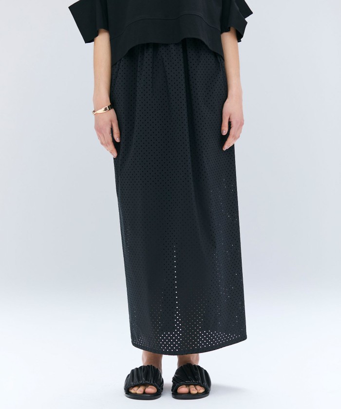 BEIGE 【洗える】PICCOLO / パンチングドットIラインスカート BLACK 2 BEIGE 【洗える】PICCOLO / パンチングドットIラインスカート BLACK 2