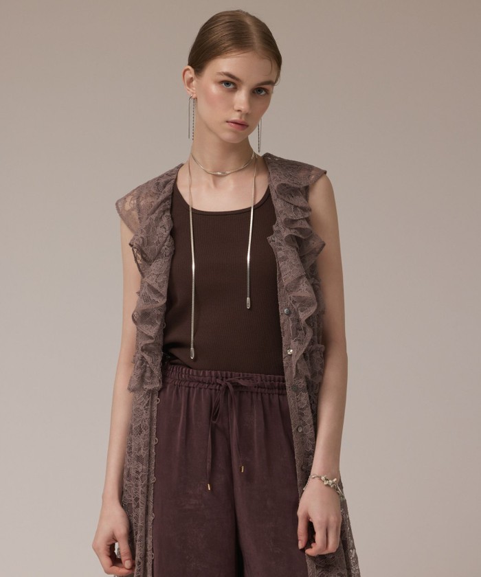 GRACECONTINENTAL フリルカラーレースワンピース グレー 36