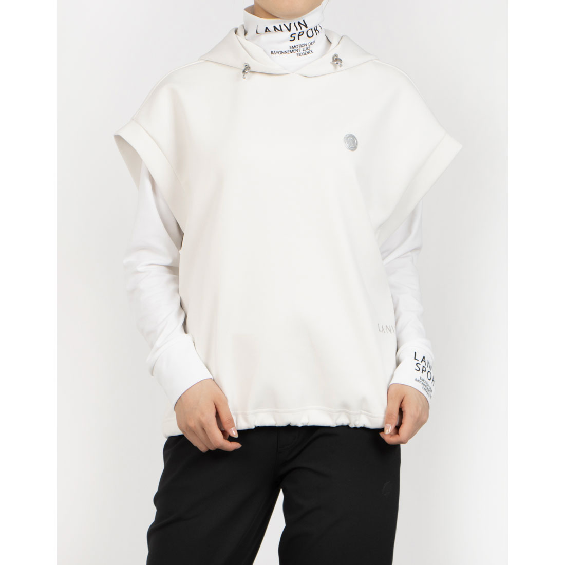 LANVINSPORT ランバン スポール LANVIN SPORT ドロップショルダーフーディベスト【 ベージュ 38 LANVINSPORT ランバン スポール LANVIN SPORT ドロップショルダーフーディベスト【 ベージュ 38