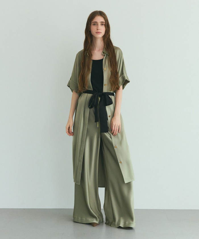 GRACECONTINENTAL ダブルサテンシャツドレス カーキ 36