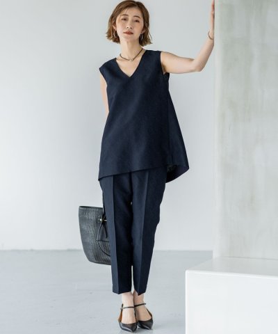 【一部店舗限定/洗える】リネンライクジャカード セットアップ