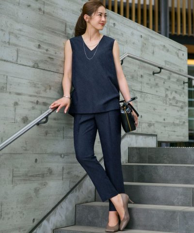 【一部店舗限定/洗える】リネンライクジャカード セットアップ