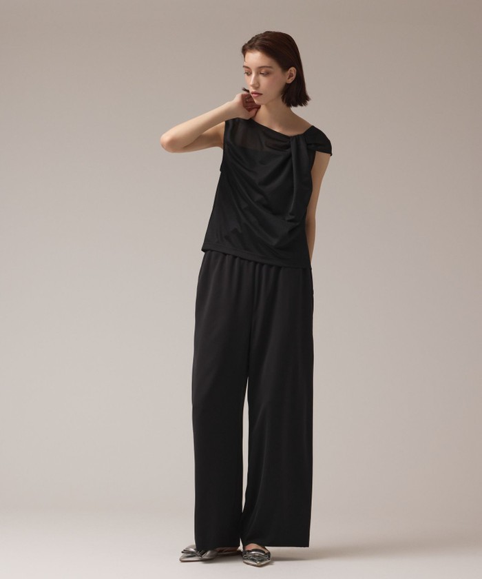 GRACECONTINENTAL サテンワイドパンツ ブラック 36 GRACECONTINENTAL サテンワイドパンツ ブラック 36