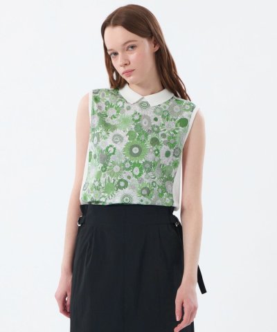 リバティコンビノースリーブポロニット