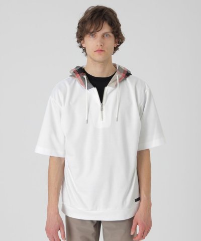 【一部店舗限定】チェックフードプルオーバーパーカー