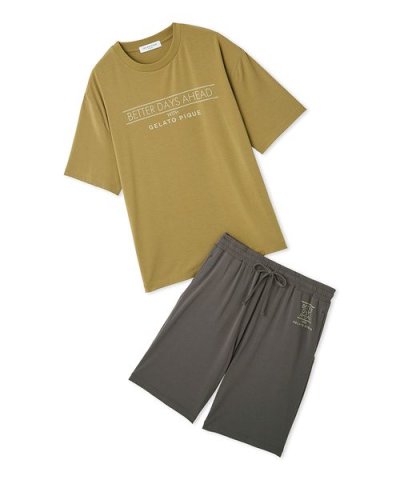 【HOMME】【接触冷感】クールレーヨンロゴTシャツ＆ハーフパンツセット