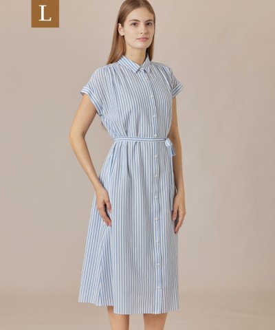 【L】オンブレストライプワンピース