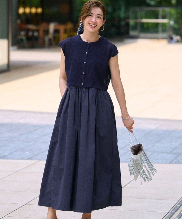 【最終値下げ】新品 ・1枚でコーデ完成✴︎ツイードレイヤードニットワンピース ツイードレイヤードニットワンピース / GRACE CONTINENTAL